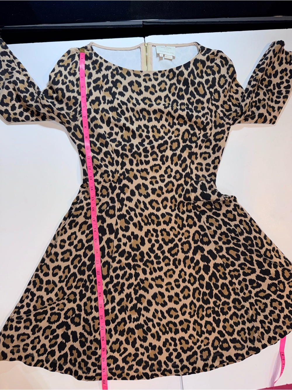 kate spade Leopard Print Long-Sleeve Fit & Flare Dress with pockets size 4 - Picture 7 of 11